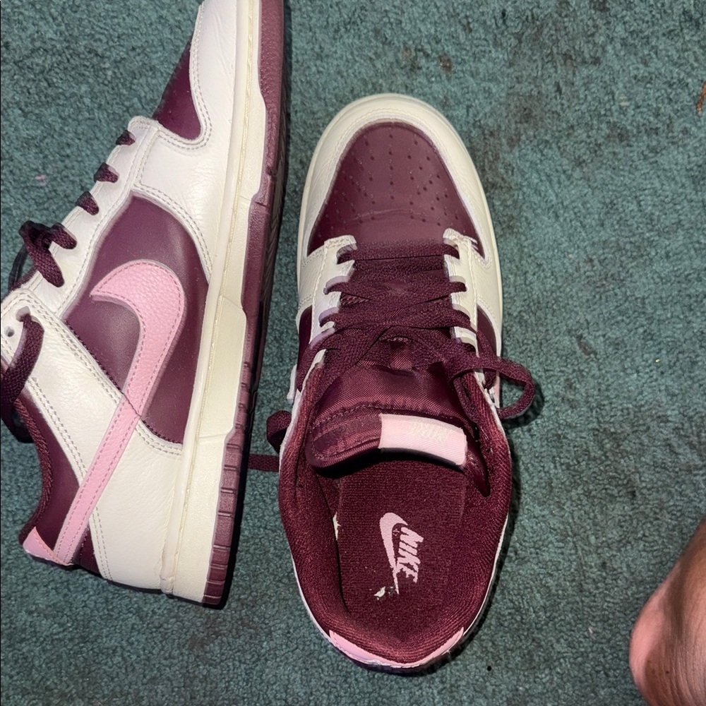 Nike Burgundy and White Women's Sneakers